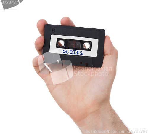 Image of Vintage audio cassette tape, isolated on white background