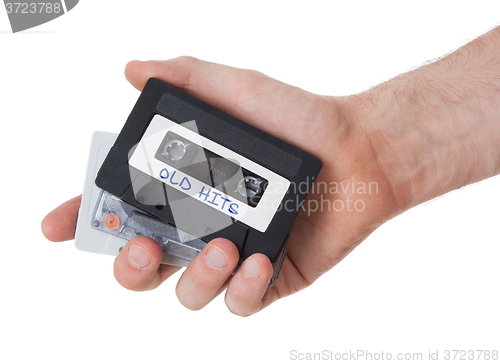 Image of Vintage audio cassette tape, isolated on white background