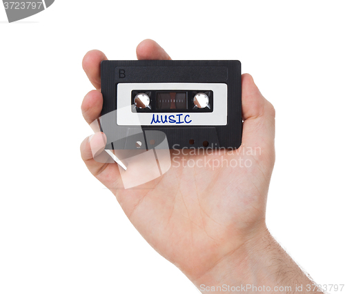 Image of Vintage audio cassette tape, isolated on white background