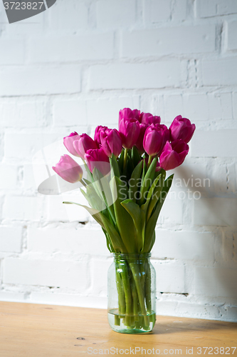 Image of beautiful pink tulips in a vase