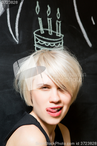 Image of Cute girl celebrating birthday