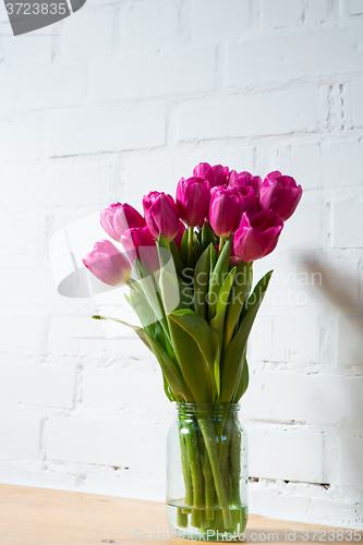Image of beautiful pink tulips in a vase
