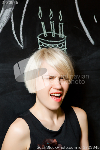 Image of Cute girl celebrating birthday