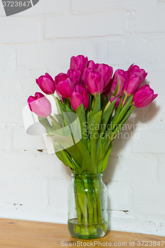 Image of beautiful pink tulips in a vase