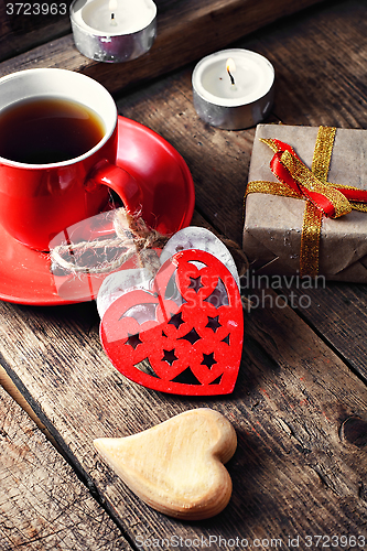 Image of Coffee Cup with heart symbols