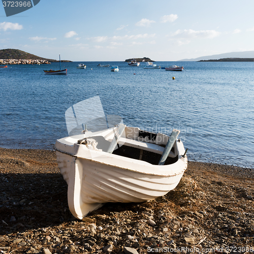 Image of Boat on shore and sea