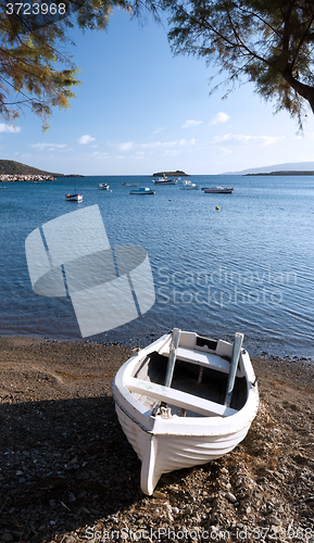 Image of Boat on shore and sea