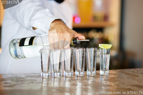 Image of Barman at work, preparing cocktails.