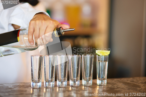 Image of Barman at work, preparing cocktails.