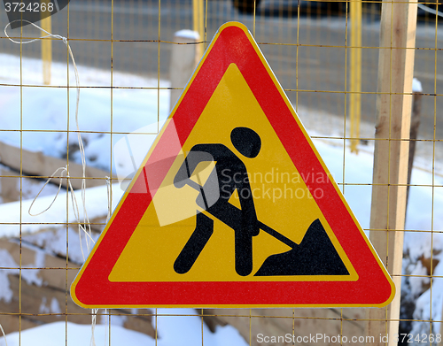 Image of Road sign of work