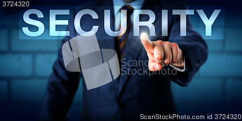 Image of Executive Pressing SECURITY Button Onscreen