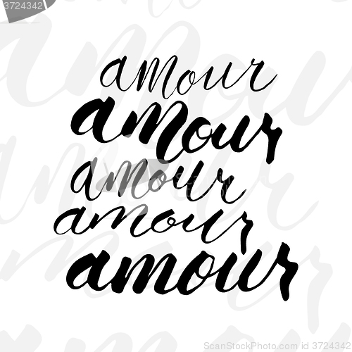 Image of Five variations writing of Amour word.