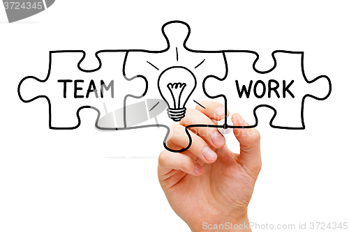 Image of Teamwork Great Idea Puzzle Concept