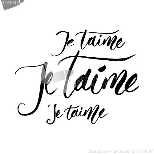 Image of je taime handlettered.