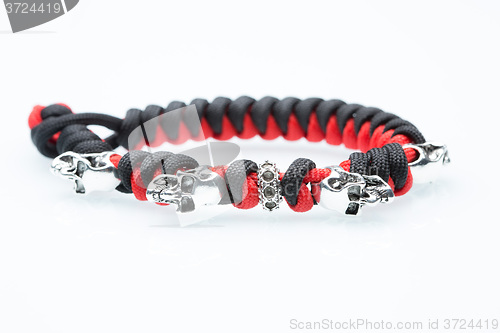 Image of Black braided bracelet on white background