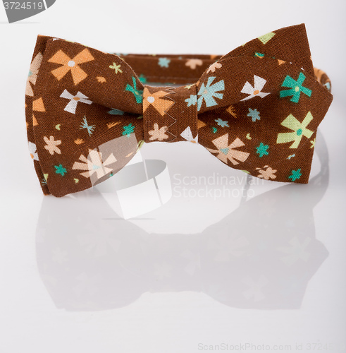 Image of Brown bow tie on a white background. floret