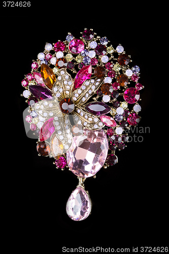 Image of Colorful gem brooch brooch in the form of a flower 