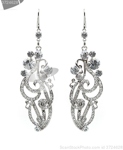 Image of earrings with Briliant on the white