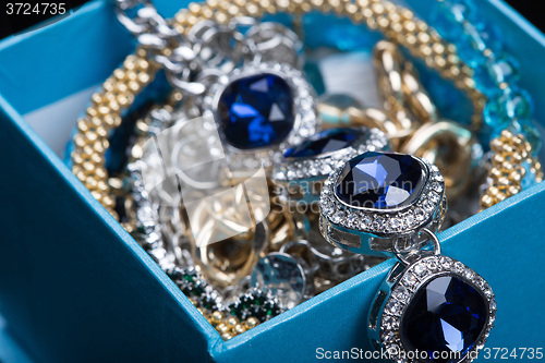 Image of Bracelet with blue stones in a box 