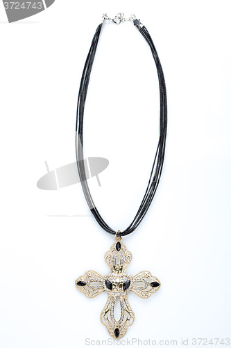 Image of necklace with cross isolated on white background