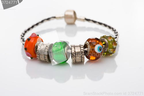 Image of multicolored beads bracelet isolated 