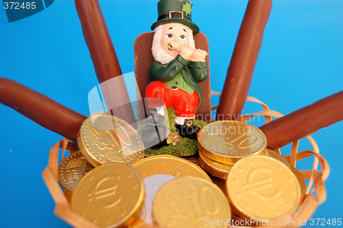 Image of leprechaun,euro chocolate treasure