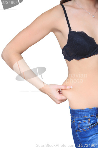 Image of Fat woman isolated over white