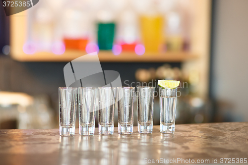 Image of Empty glasses ready for use in the bar