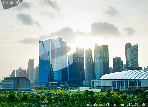 Image of Singapore downtown at sunset