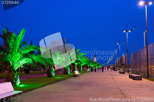 Image of Batumi quayside at night, Georgia