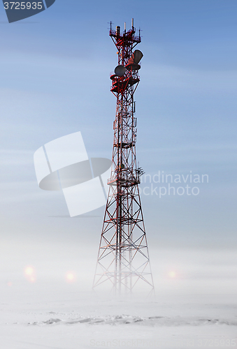 Image of communication tower at winter