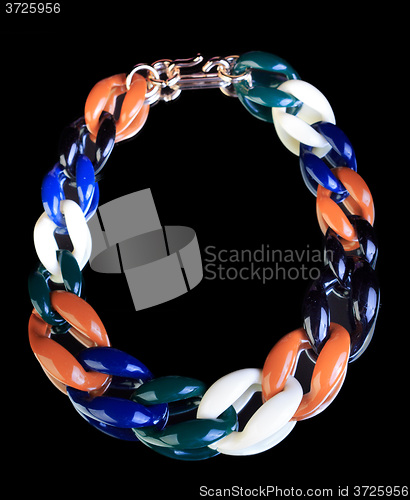 Image of plastic necklace. multicolored