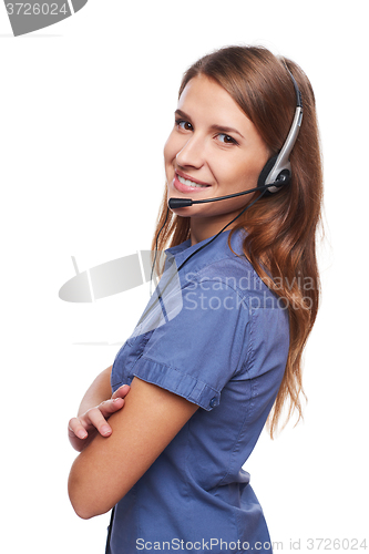 Image of Support phone operator in headset