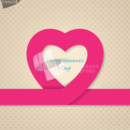 Image of Pink heart ribbon valentine day greeting card