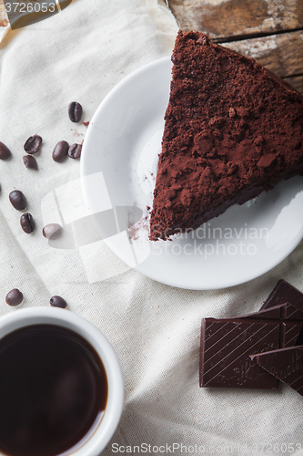 Image of Chocolate cake and coffee