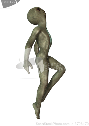 Image of Green Alien on White