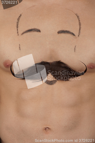 Image of male torso with moustache and beard