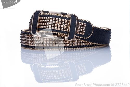 Image of Black women style belt with metal rivets