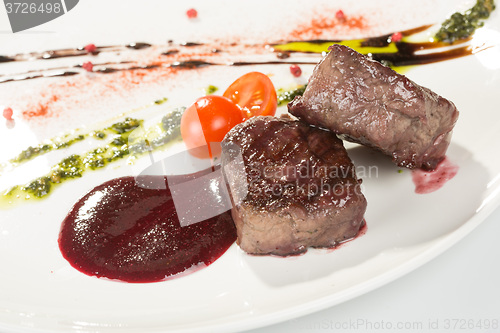 Image of Grilled steaks and vegetables