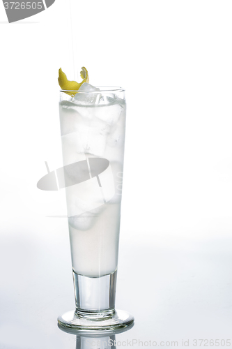 Image of Glass of pure water with ice cubes. Isolated on white background