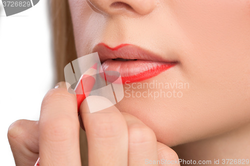 Image of Make-up artist apply bloody lipstick