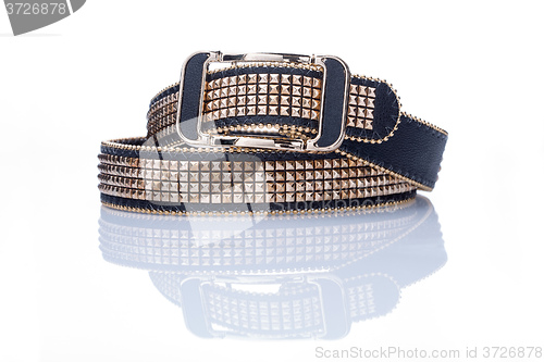 Image of Black women style belt with metal rivets