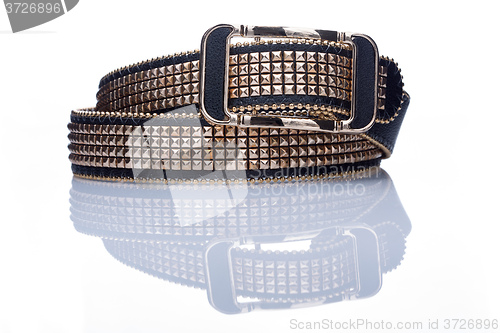 Image of Black women style belt with metal rivets