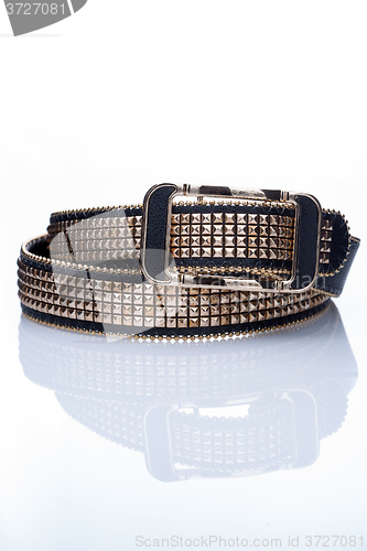 Image of Black women style belt with metal rivets