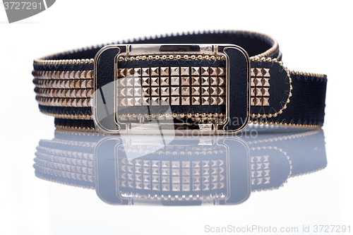 Image of Black women style belt with metal rivets