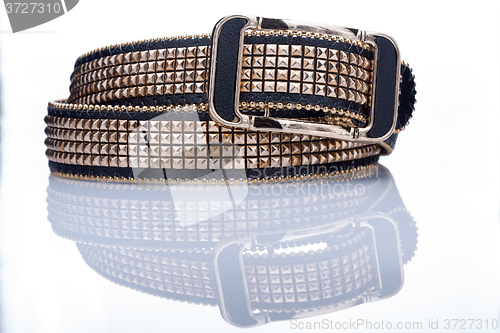 Image of Black women style belt with metal rivets