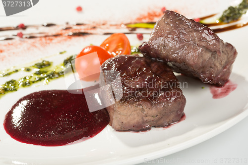 Image of Grilled steaks and vegetables