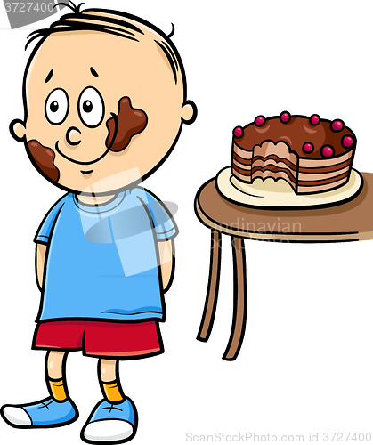 Image of little gourmand boy cartoon