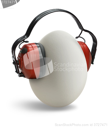 Image of egg with ear protection