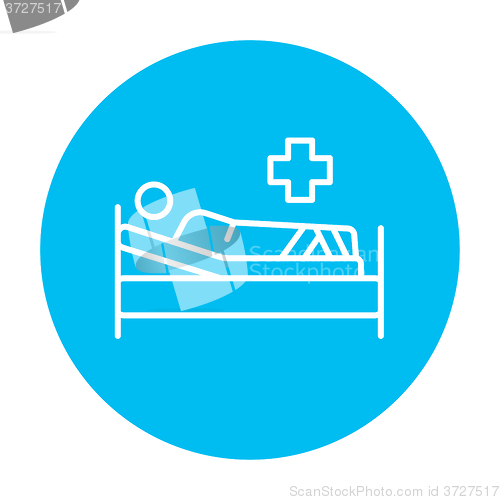 Image of Patient lying on bed line icon.